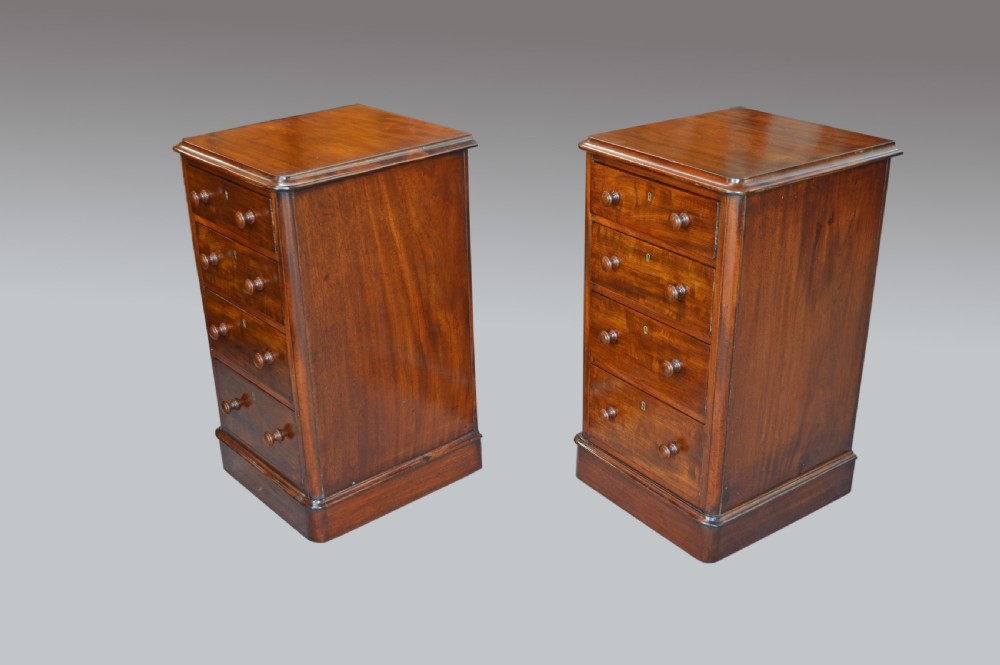 pair of Antique Victorian mahogany bedside chest of drawers Hobbs & co London  View II