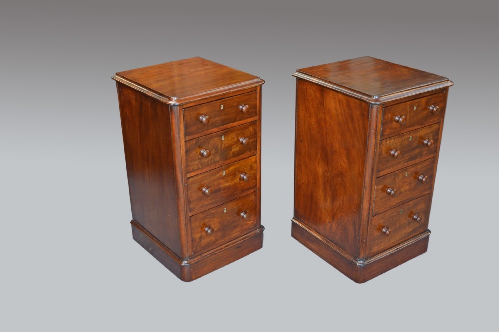 pair of Antique Victorian mahogany bedside chest of drawers Hobbs & co London  View III