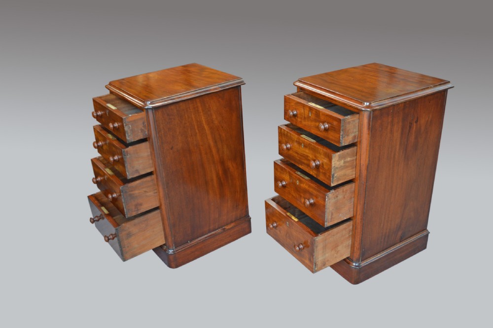 pair of Antique Victorian mahogany bedside chest of drawers Hobbs & co London  View V