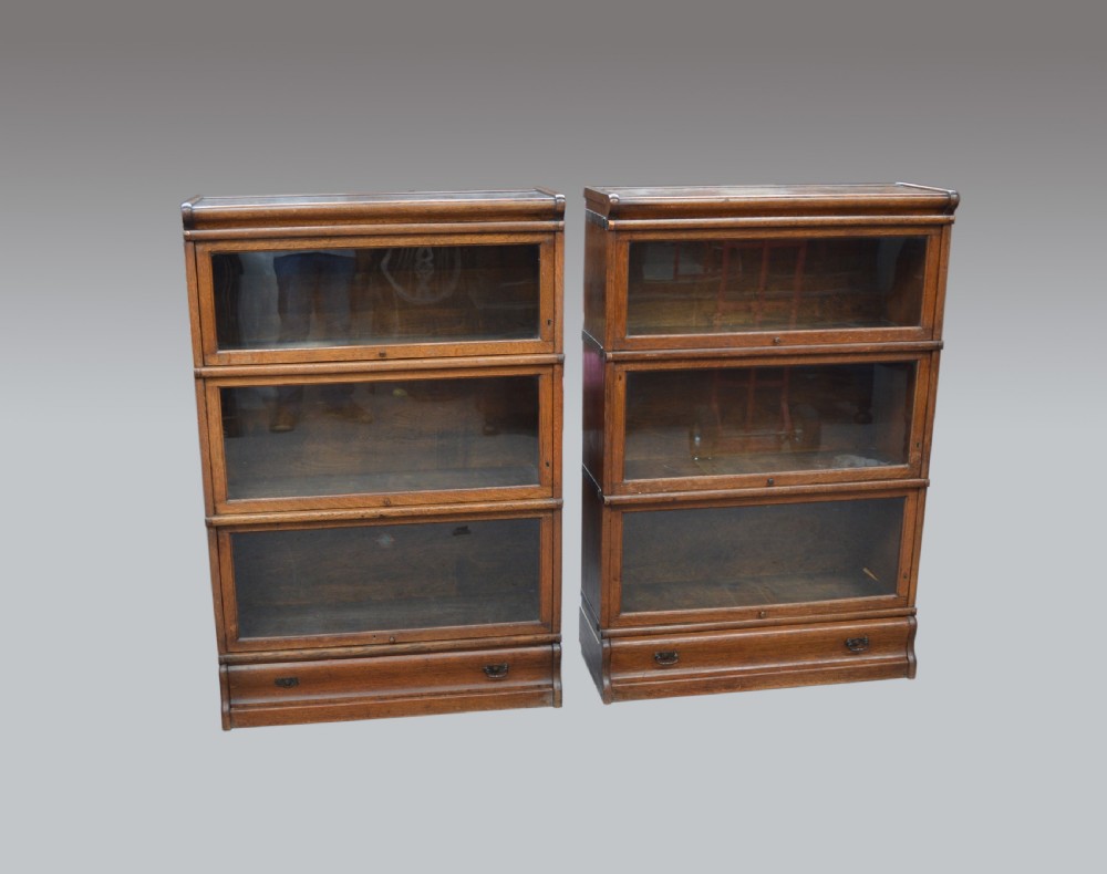 pair of oak globe wernicke bookcases 