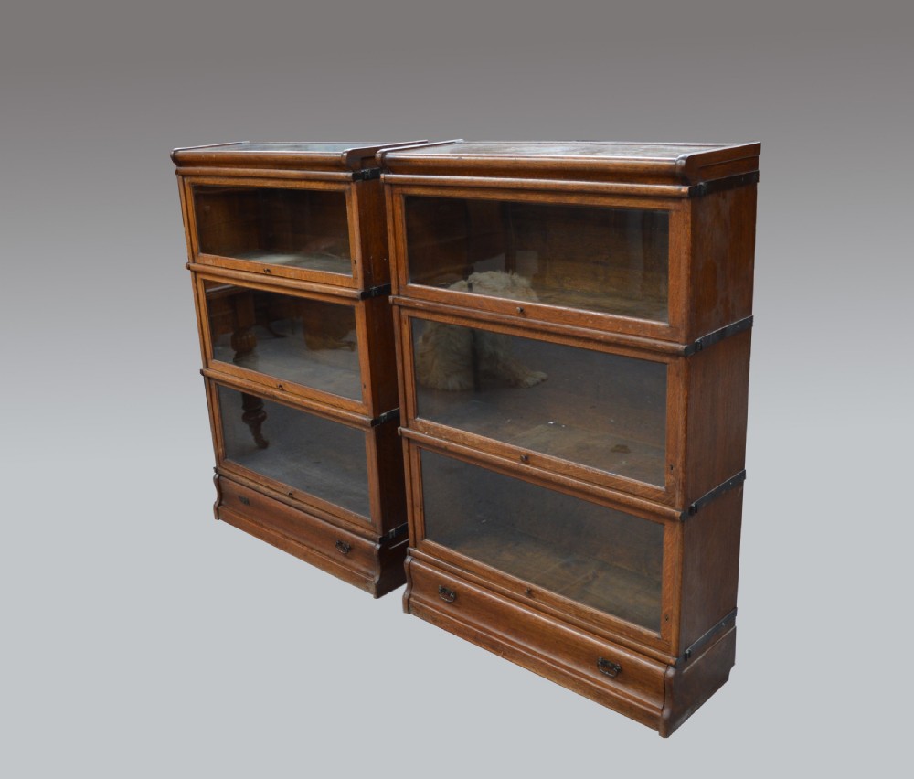 pair of oak globe wernicke bookcases  View II