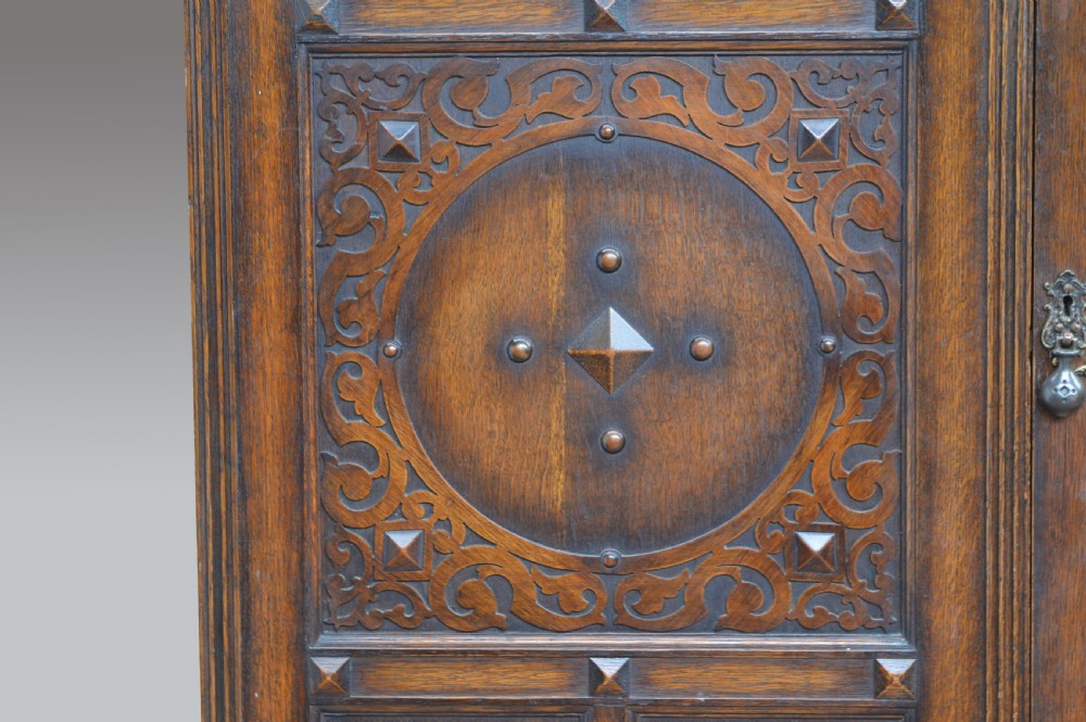 Oak Jacobean style triple wardrobe  View VI