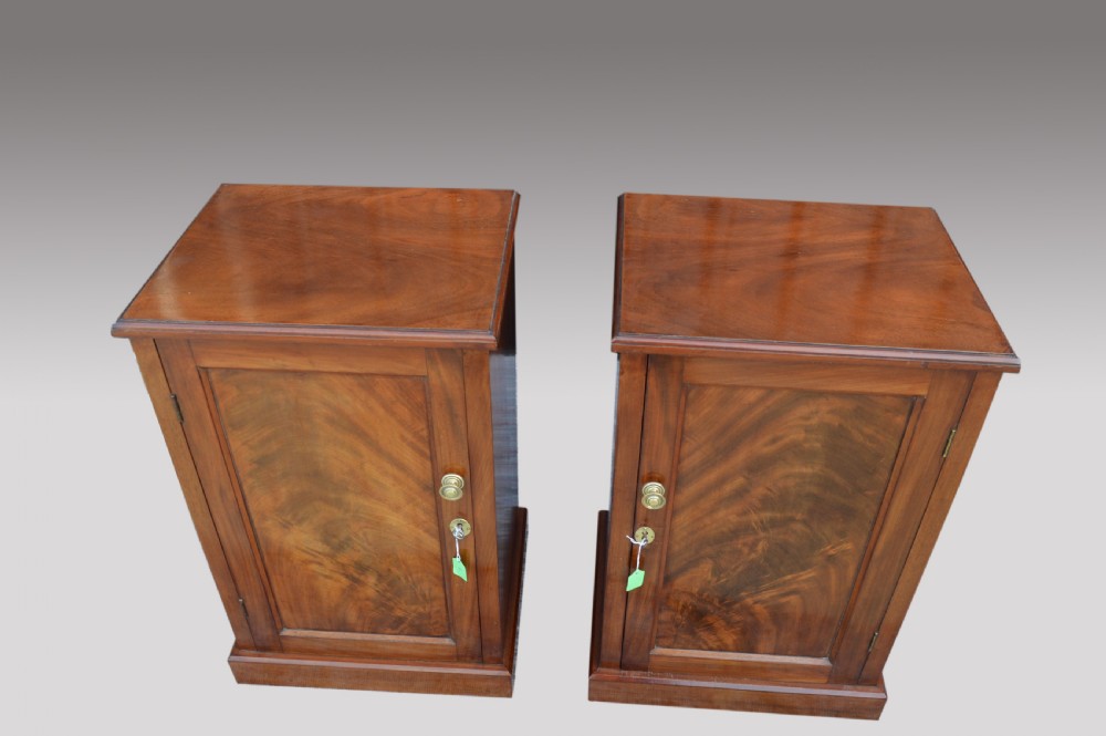 pair of antique mahogany bedside cabinets  View IV