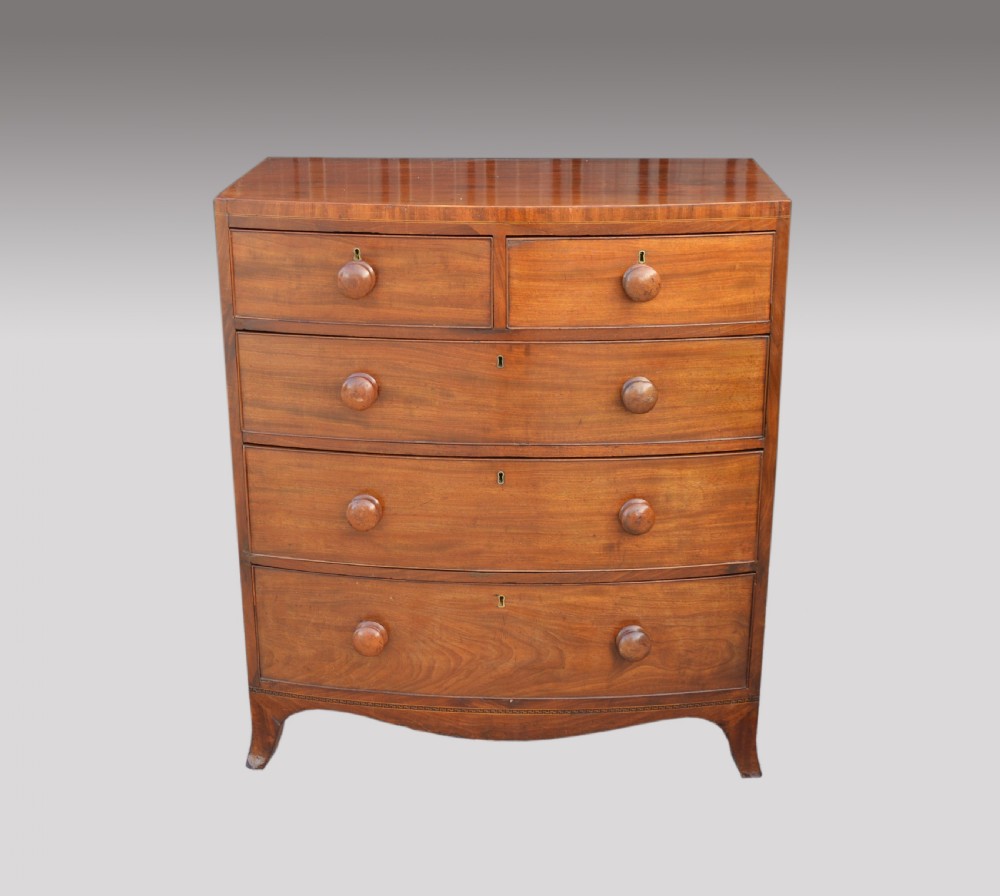19th century mahogany bow front chest of drawers 