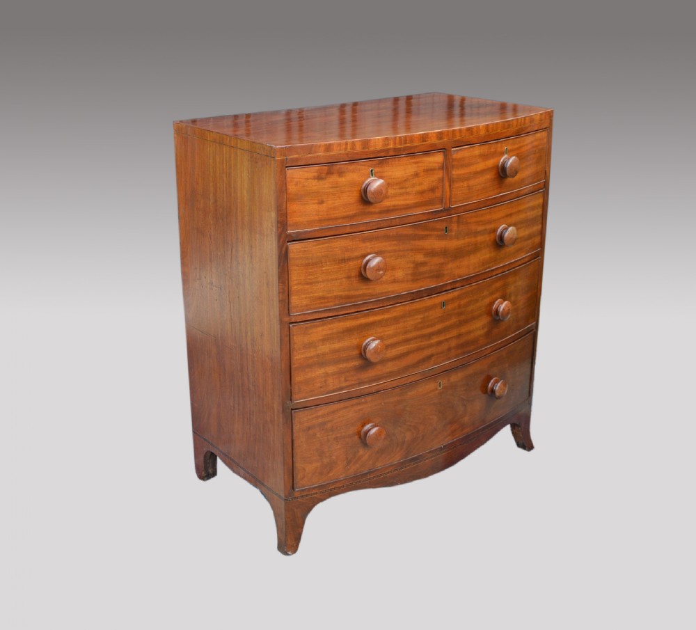 19th century mahogany bow front chest of drawers  View III