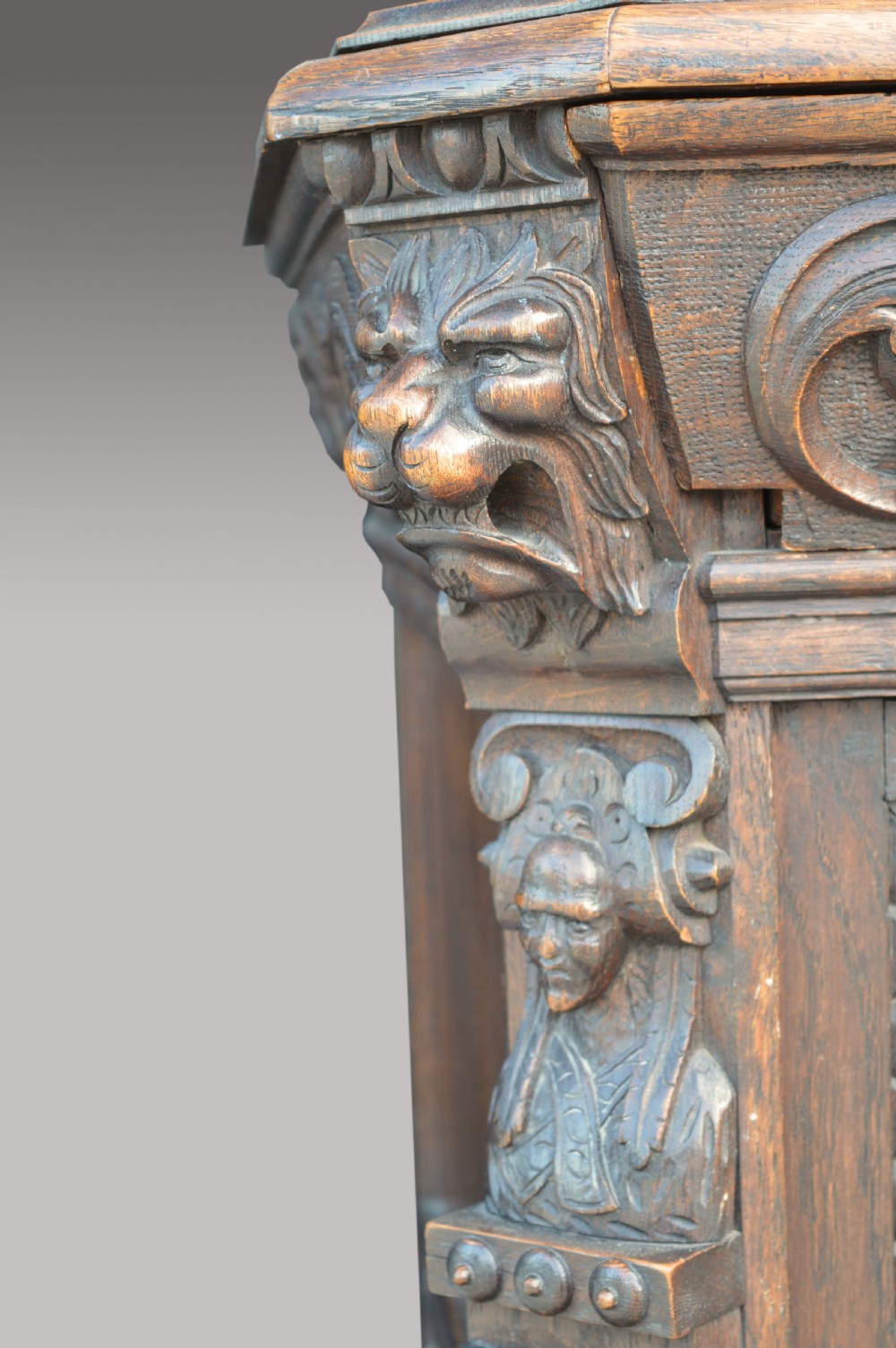 Antique carved oak sideboard  View II