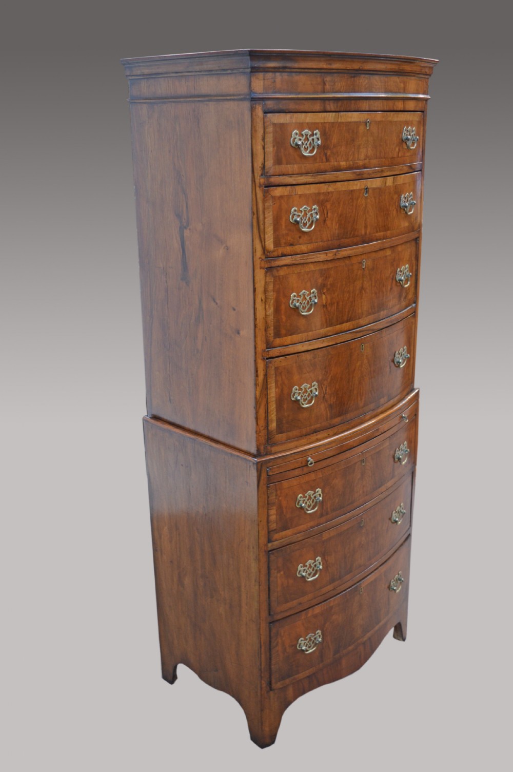 walnut bow front chest on chest  View III