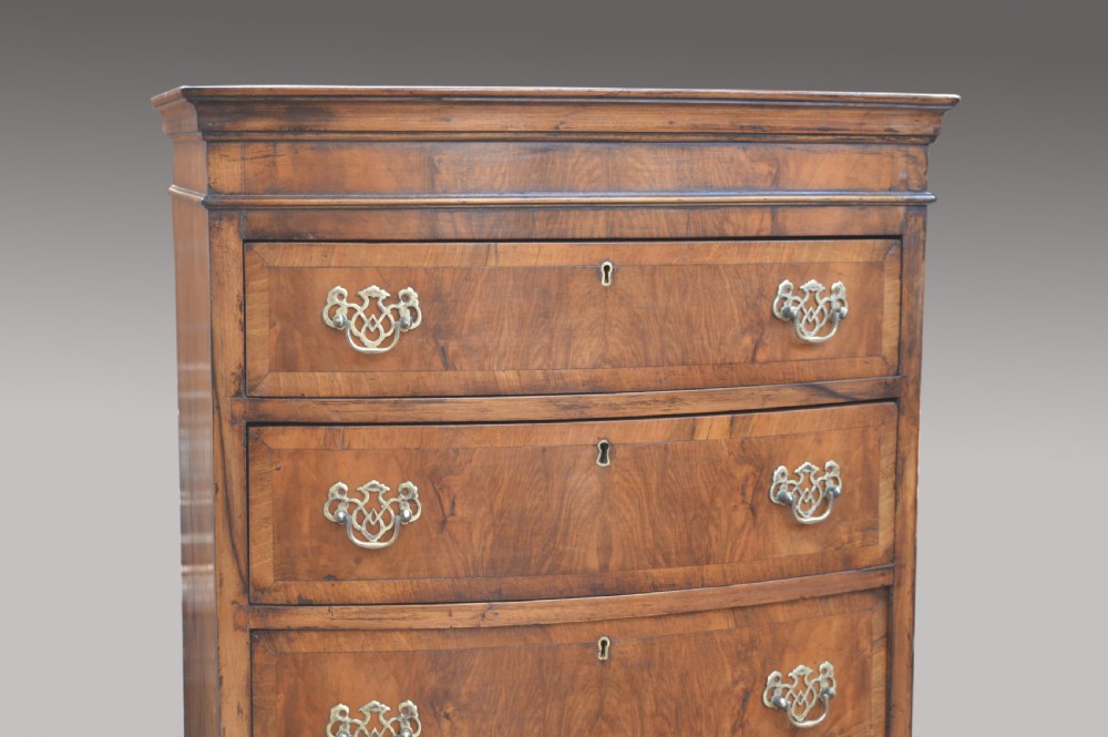 walnut bow front chest on chest  View V