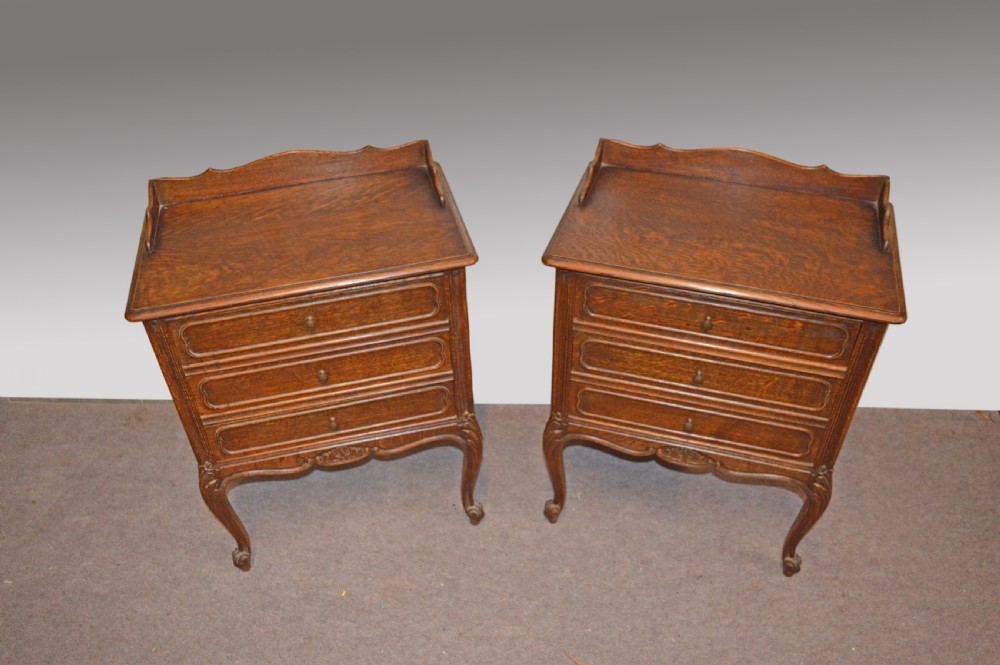 Antique pair of french oak bedside cabinets  View II