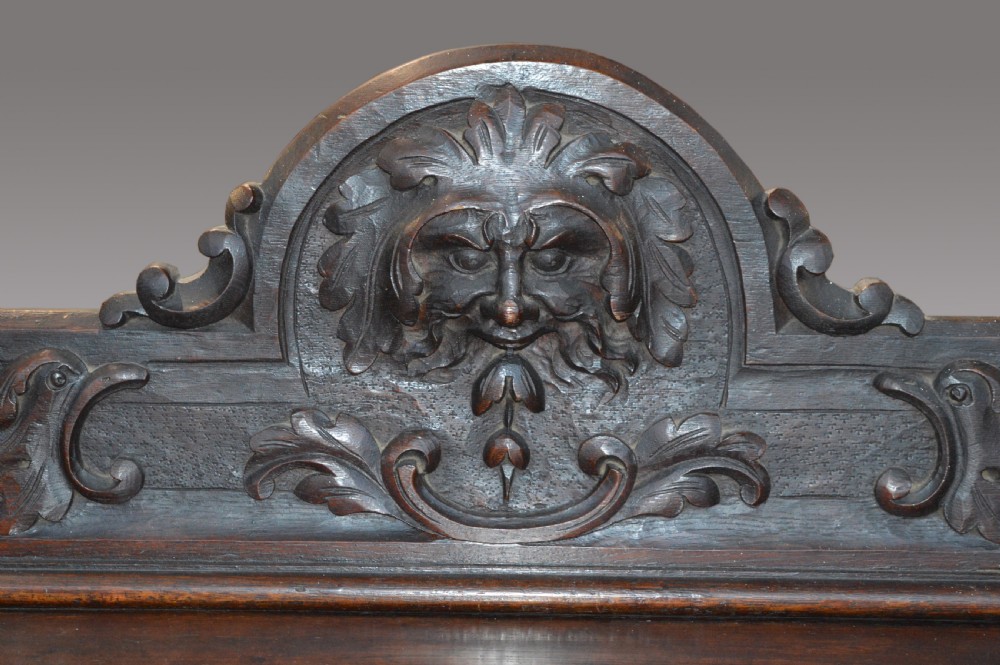 Antique green man  carved oak buffet  View III