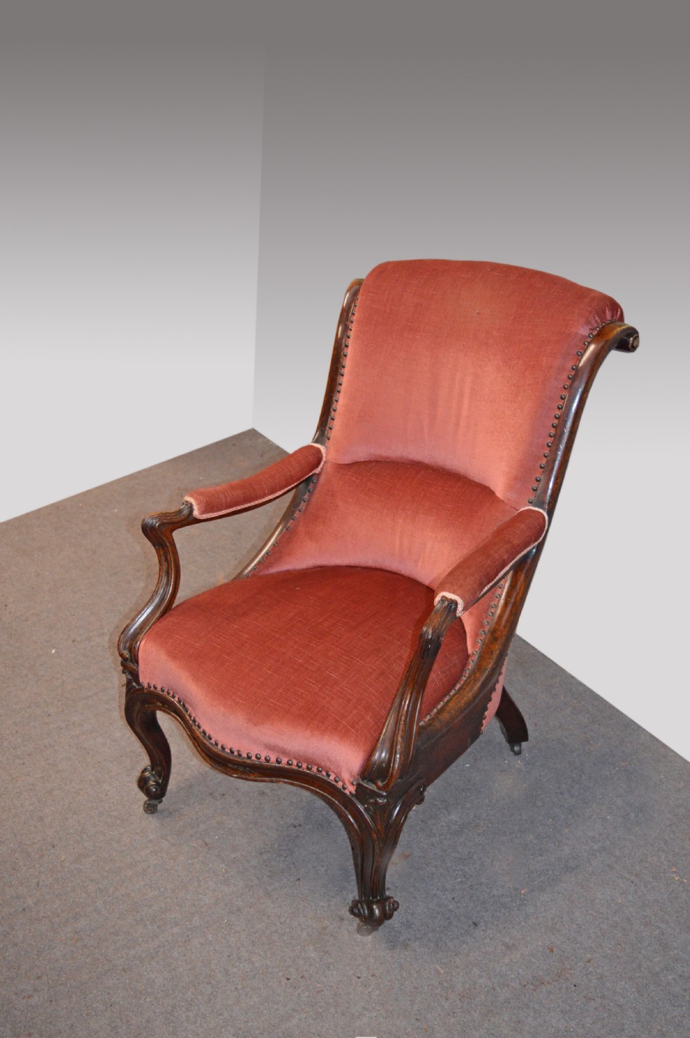 Victorian mahogany open arm chair 
