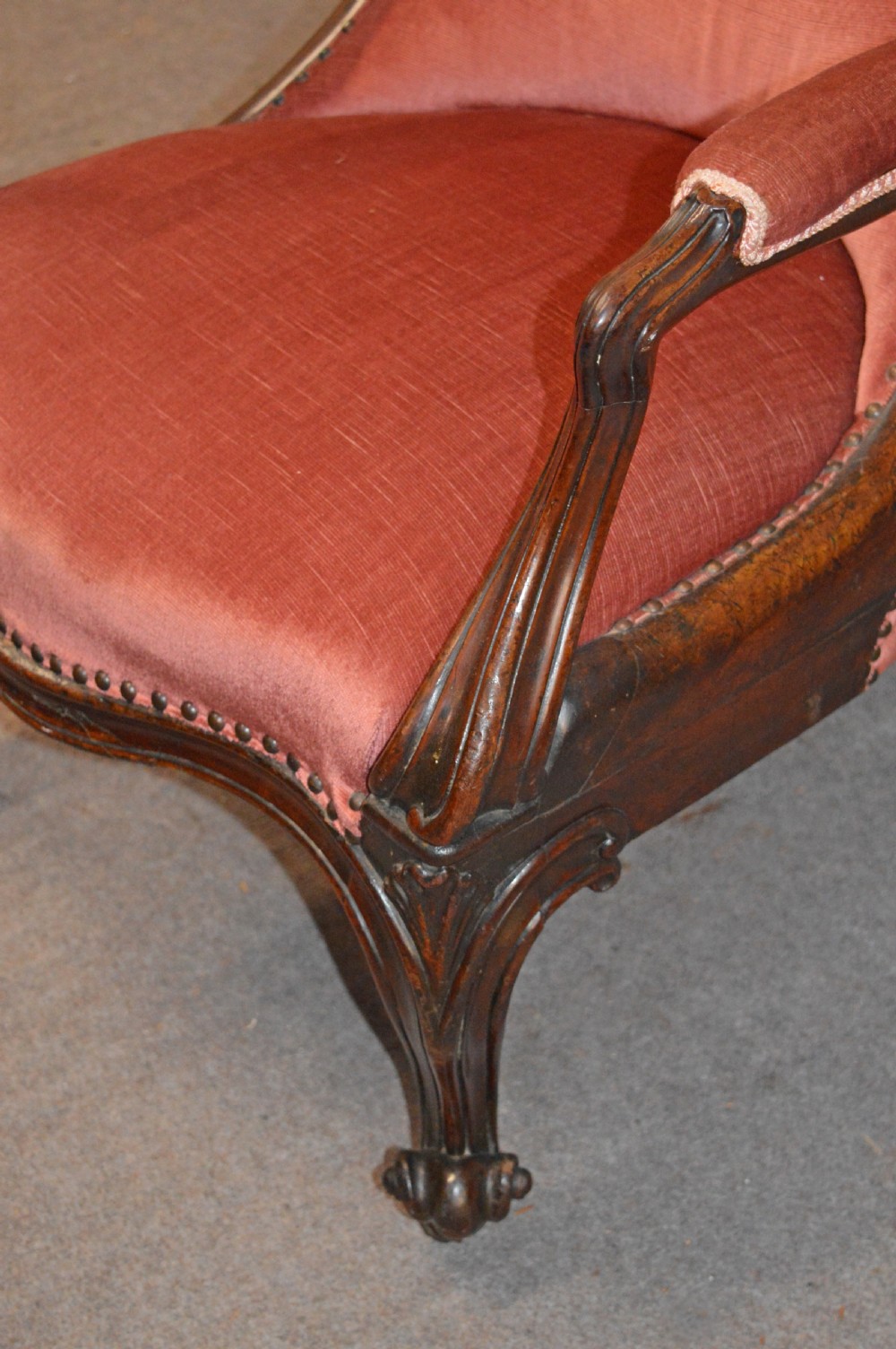 Victorian mahogany open arm chair  View IV