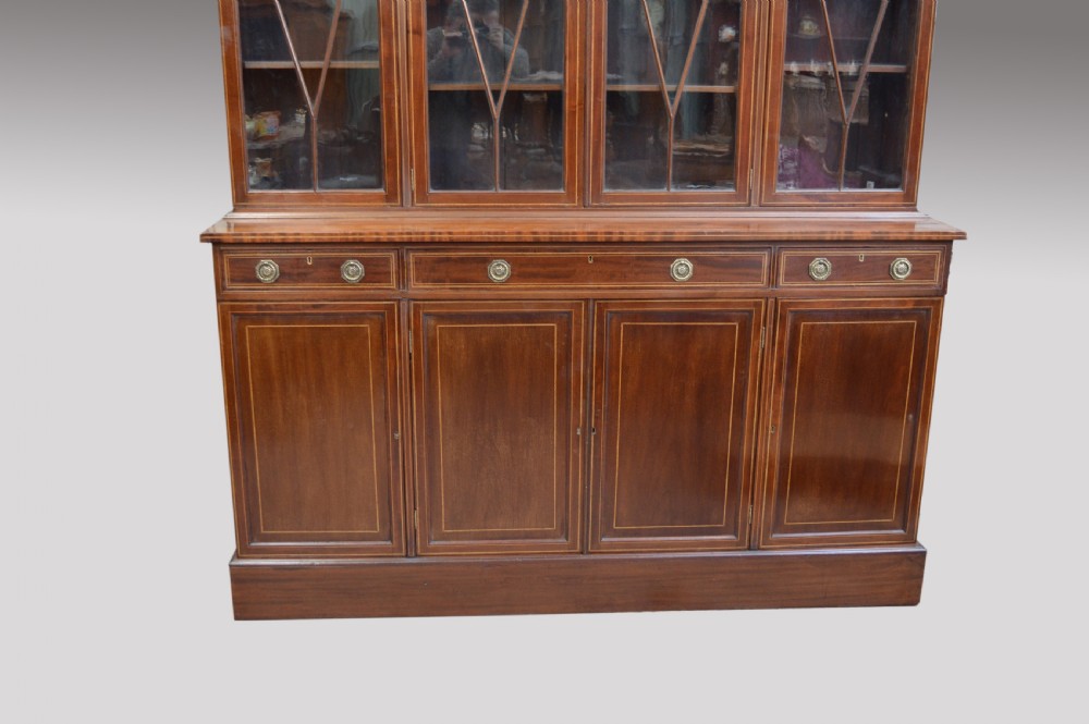 Large Antique mahogany four door library bookcase  View IV