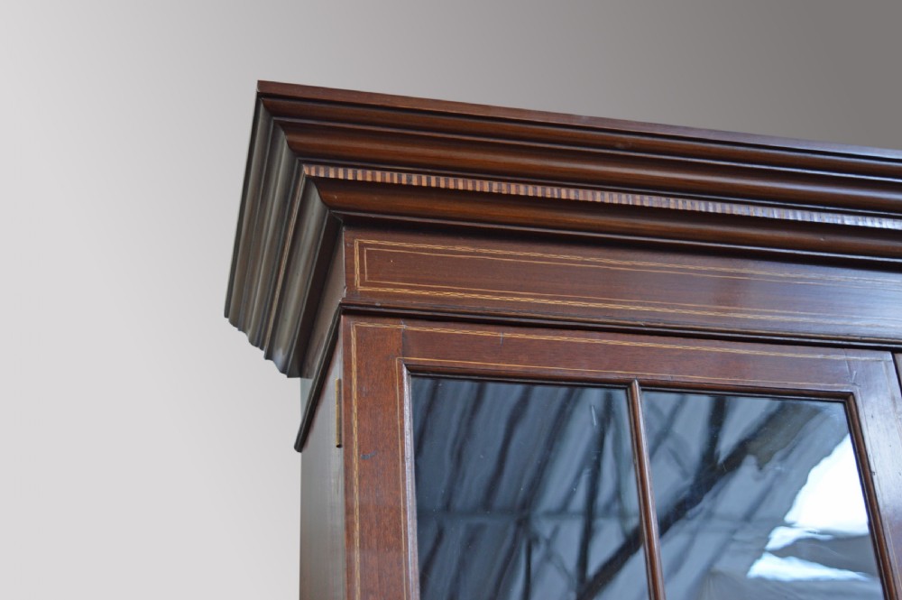 Large Antique mahogany four door library bookcase  View V