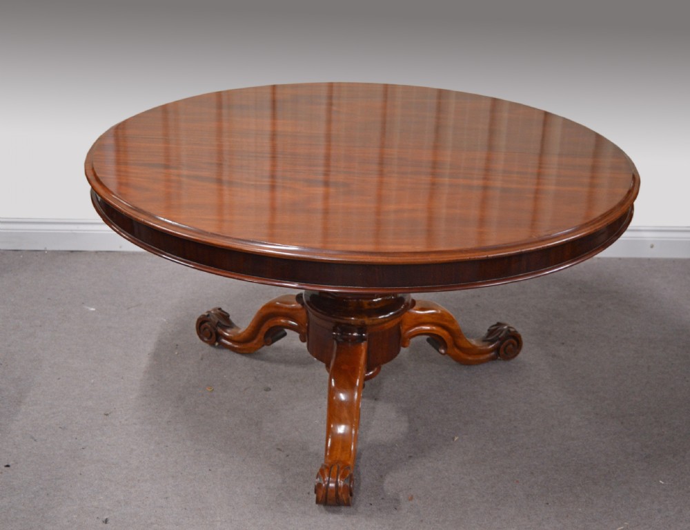 LARGE ROUND CIRCULAR ANTIQUE VICTORIAN DINING TABLE  View II