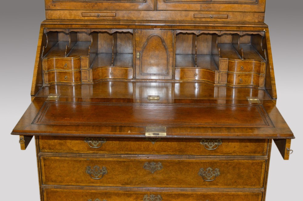 Antique walnut Queen Anne revival bureau bookcase  View IV