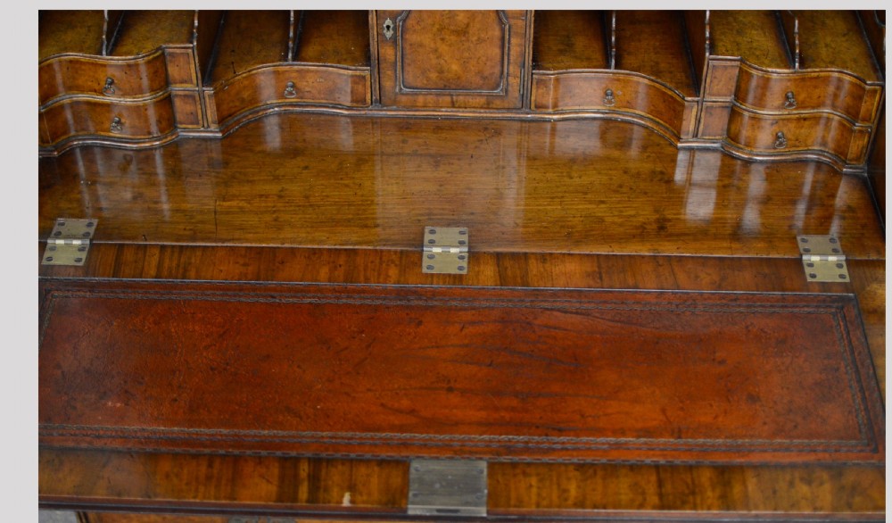 Antique walnut Queen Anne revival bureau bookcase  View V