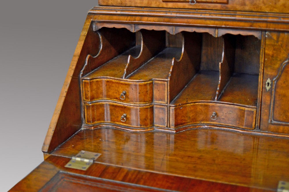Antique walnut Queen Anne revival bureau bookcase  View VI