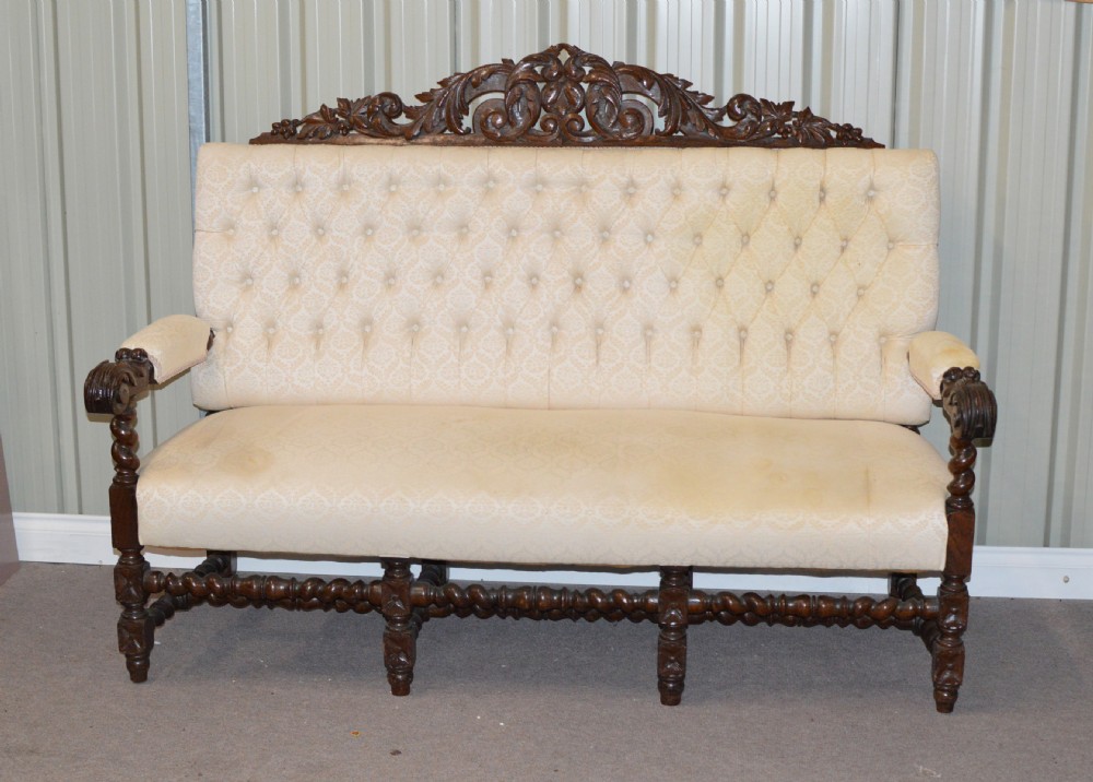 Antique carved oak sofa 