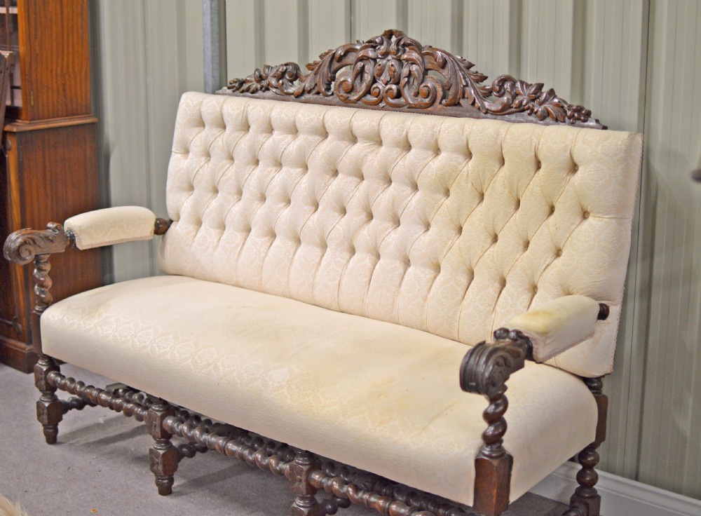 Antique carved oak sofa  View II