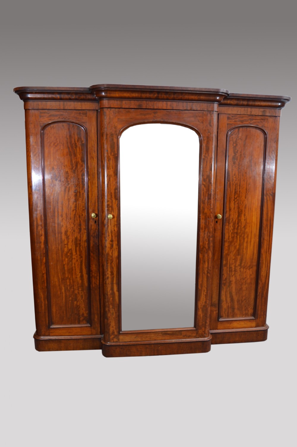 Victorian mahogany breakfront triple wardrobe 