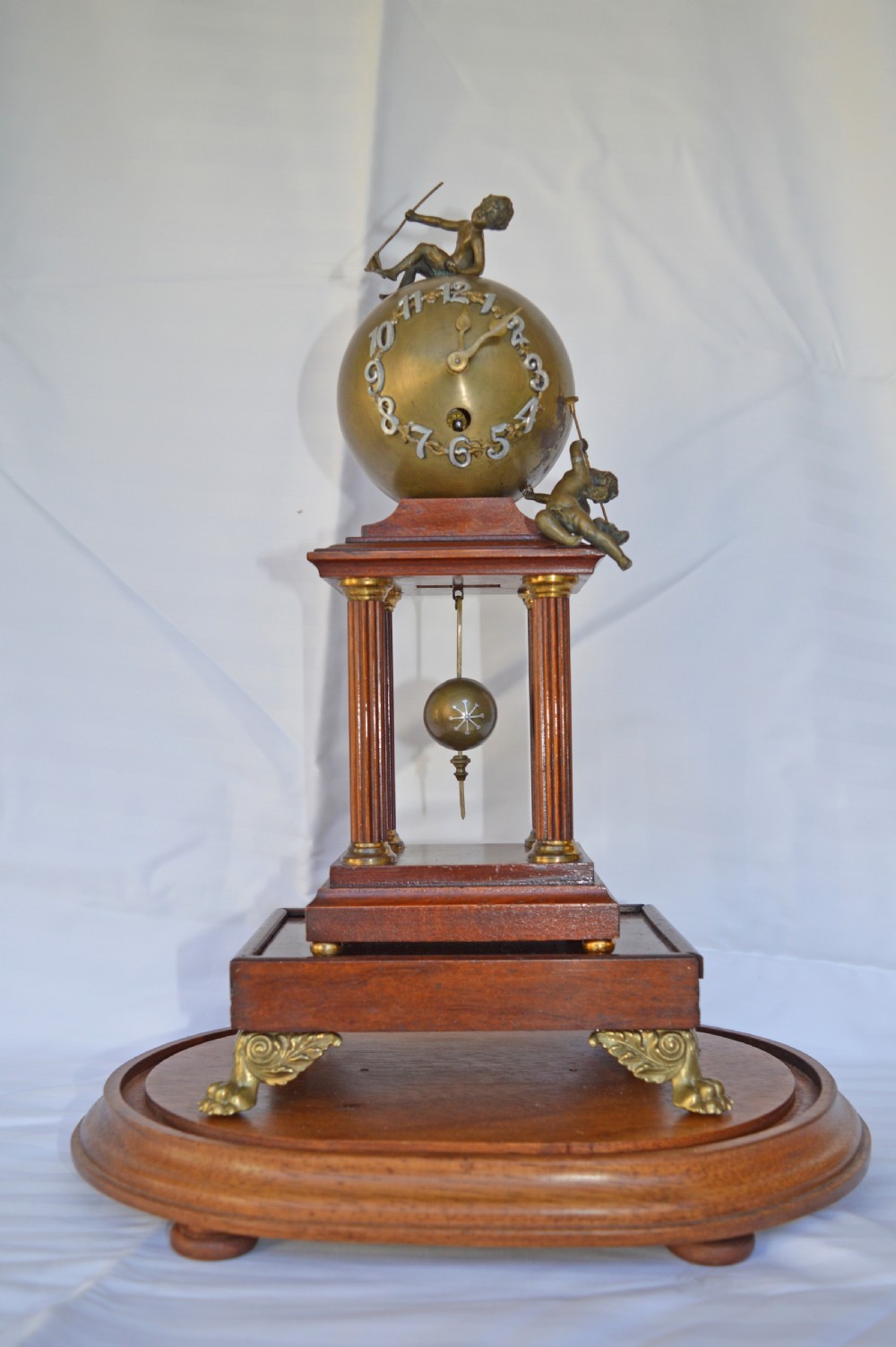 Rare Edwardian Spherical Ball Portico Clock  View II