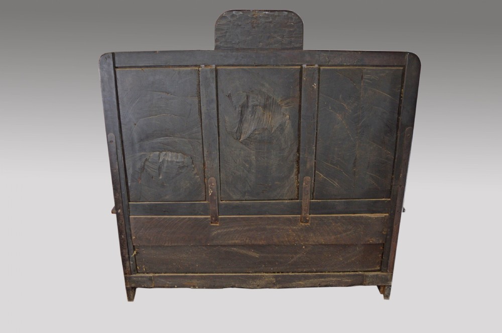 17th century carved oak marriage box settle  View IV