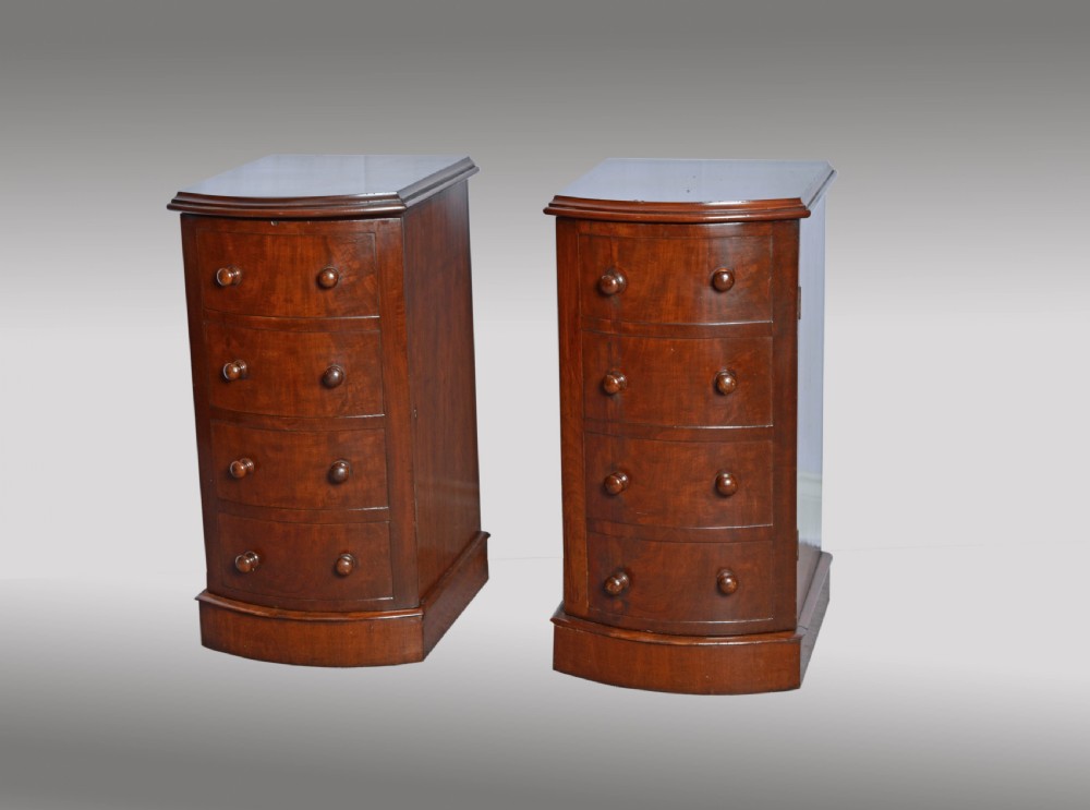 pair of Victorian mahogany bow front bedside cabinets 