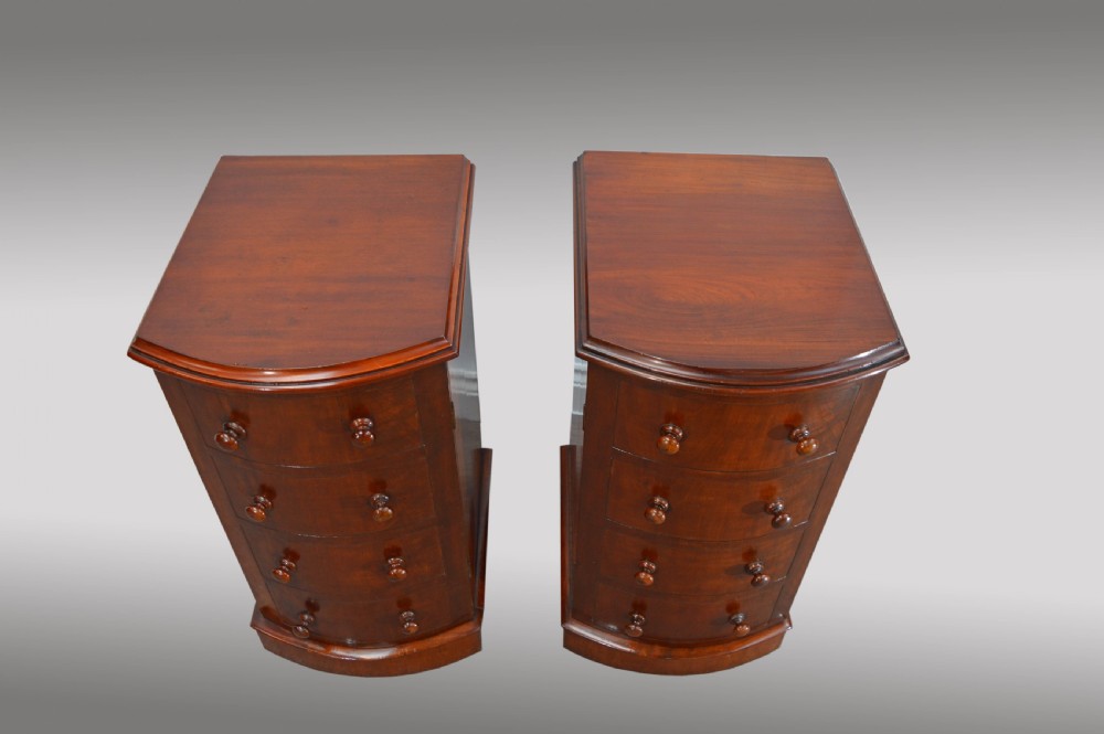 pair of Victorian mahogany bow front bedside cabinets  View III