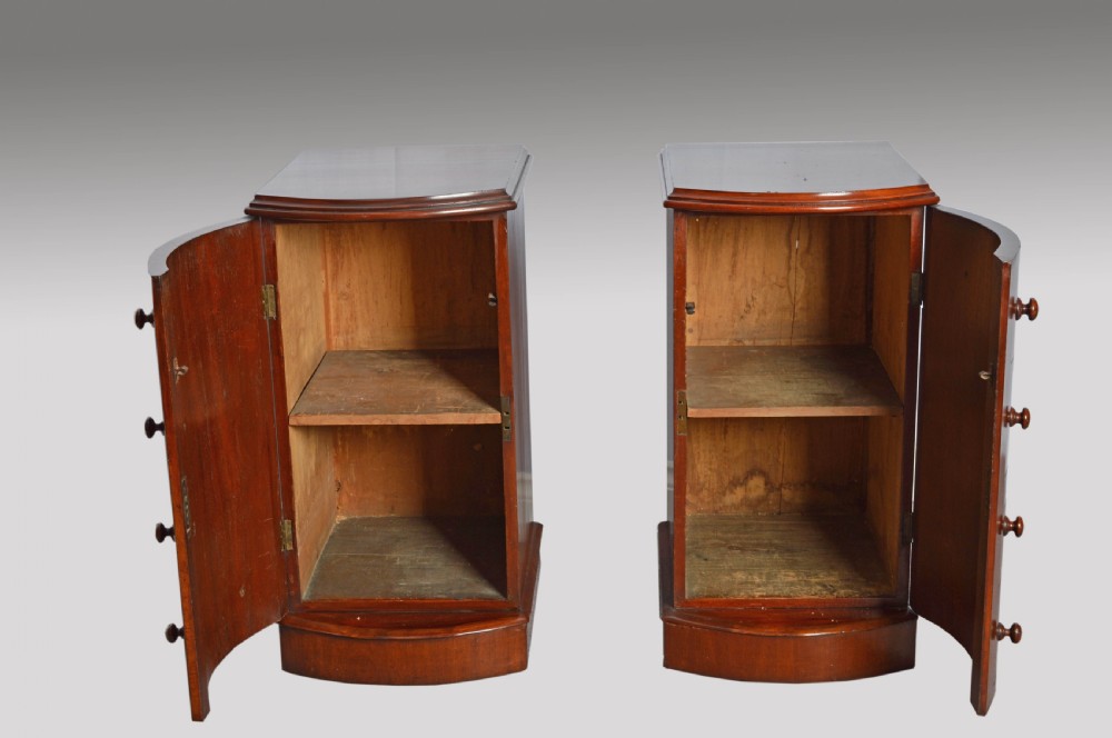 pair of Victorian mahogany bow front bedside cabinets  View IV