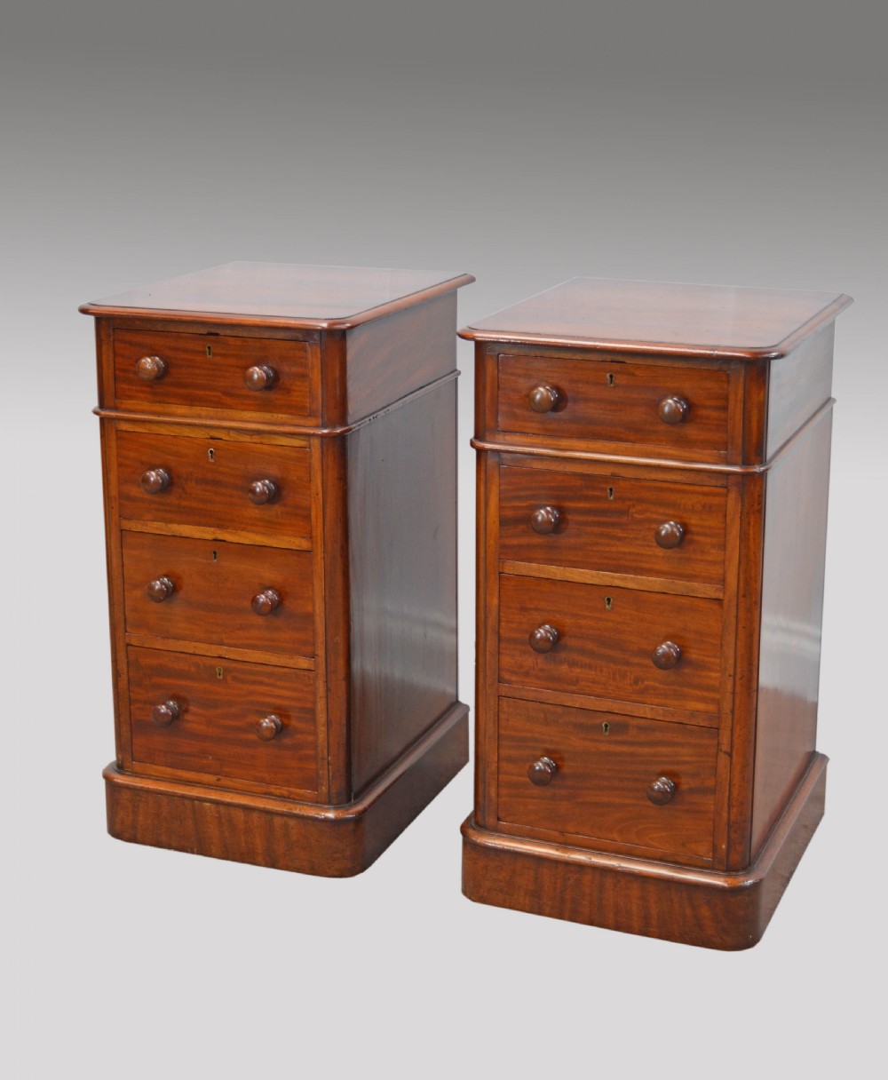 Antique pair of Victorian mahogany bedside chests of drawers by maple & co 