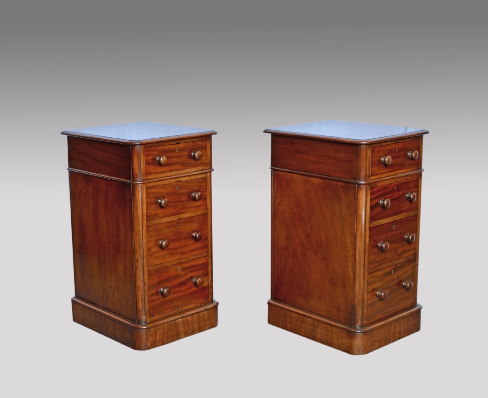 Antique pair of Victorian mahogany bedside chests of drawers by maple & co  View II