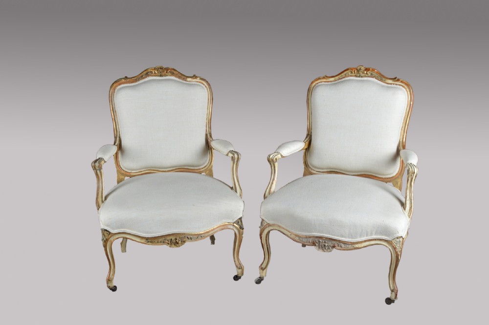 pair of 19th century French louis style fauteuils arm chairs 