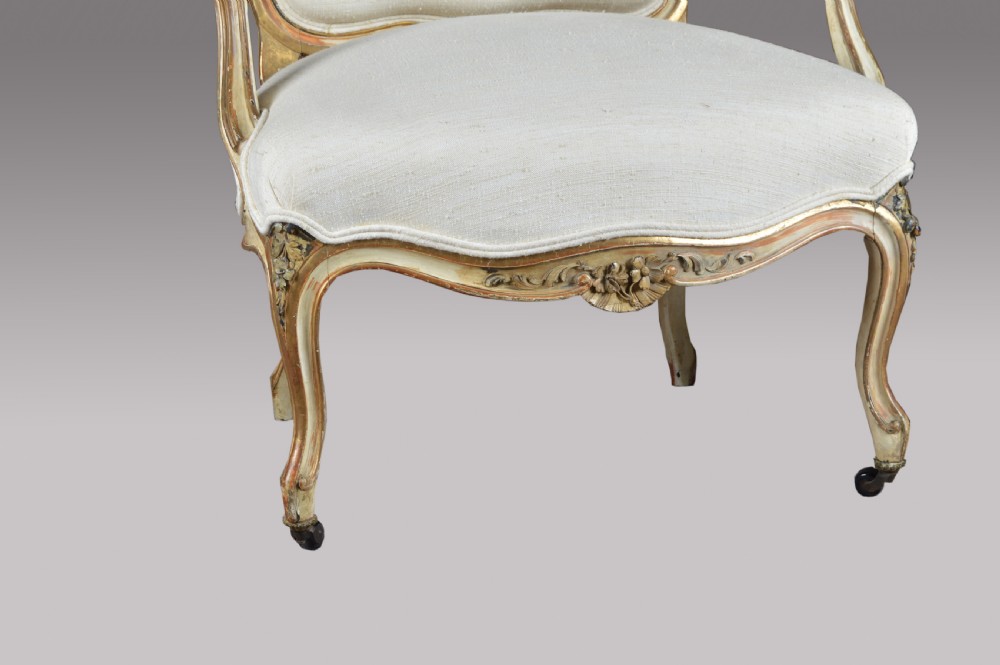pair of 19th century French louis style fauteuils arm chairs  View V