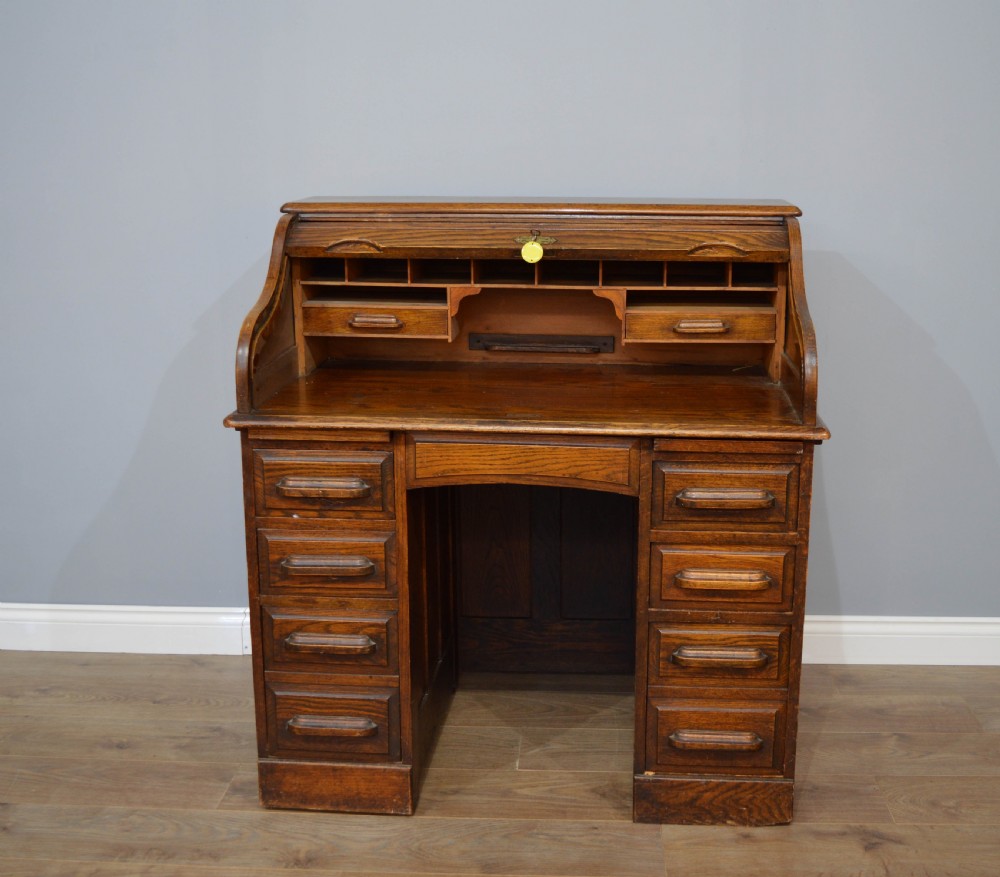 Antique oak roll top desk  View II