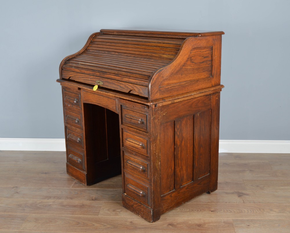 Antique oak roll top desk  View III