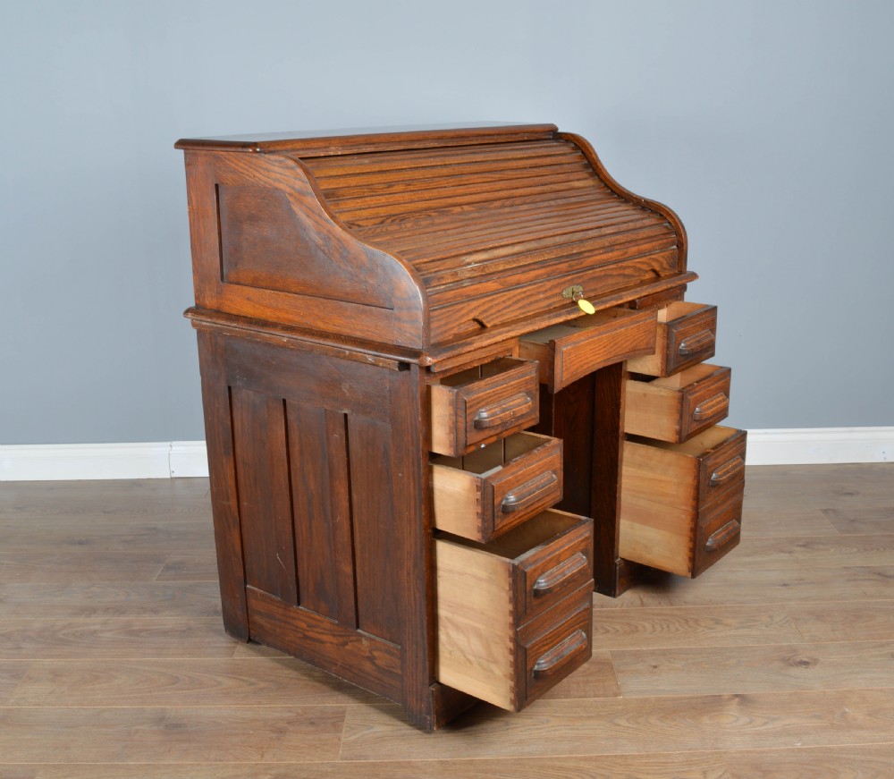 Antique oak roll top desk  View V