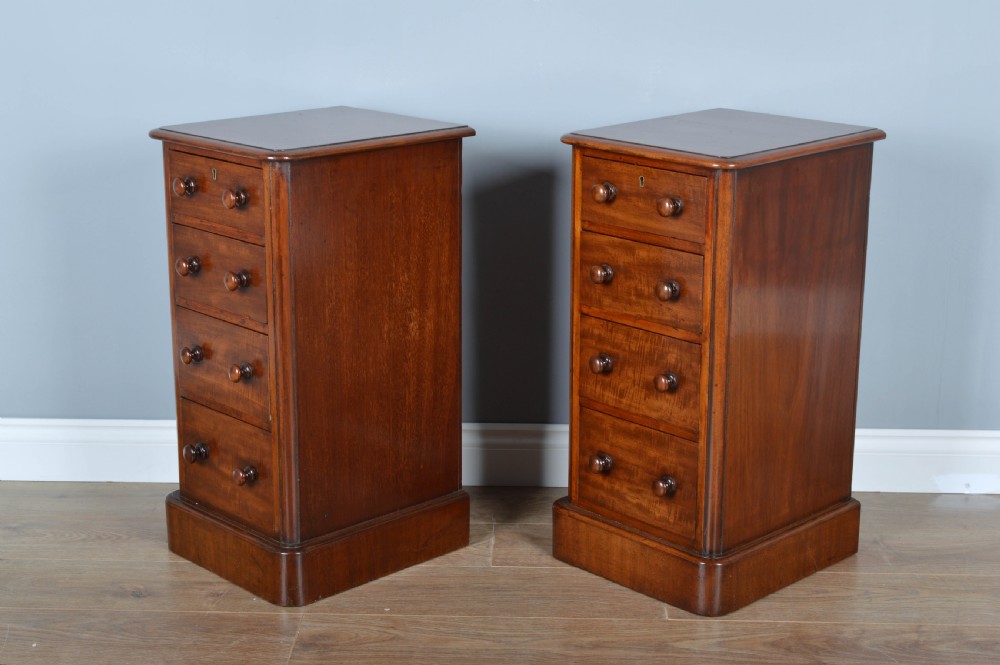pair of Victorian mahogany bedside chests of drawers  View II
