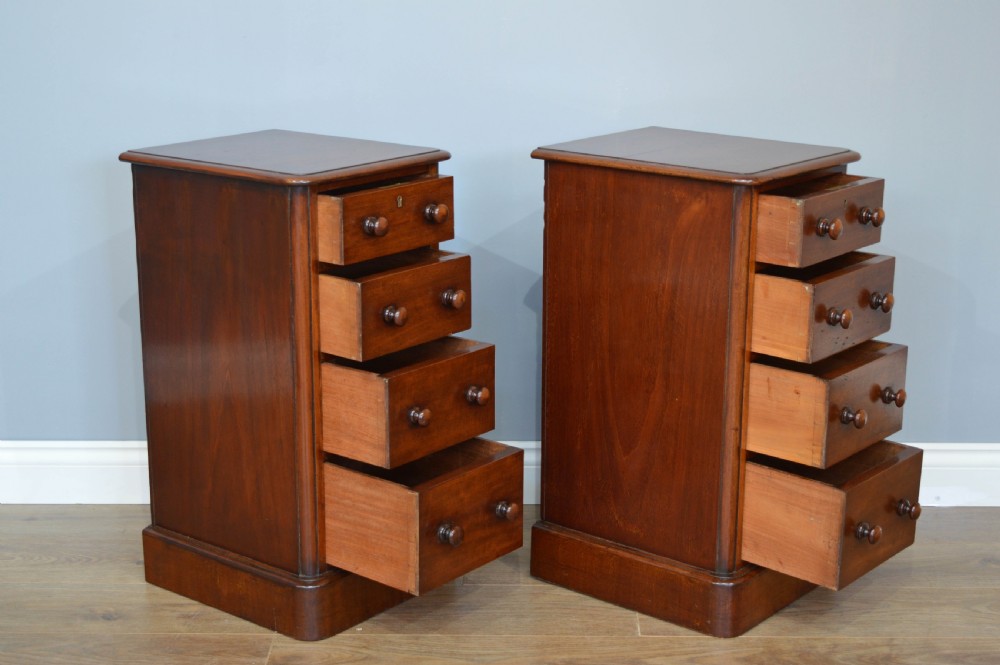 pair of Victorian mahogany bedside chests of drawers  View IV