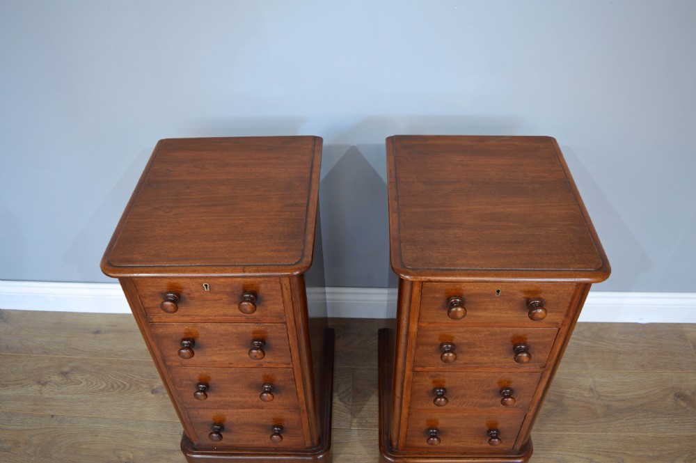 pair of Victorian mahogany bedside chests of drawers  View V