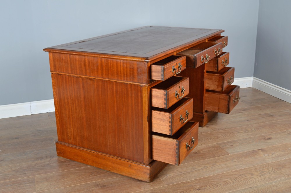 Edwardian walnut pedestal desk  View III