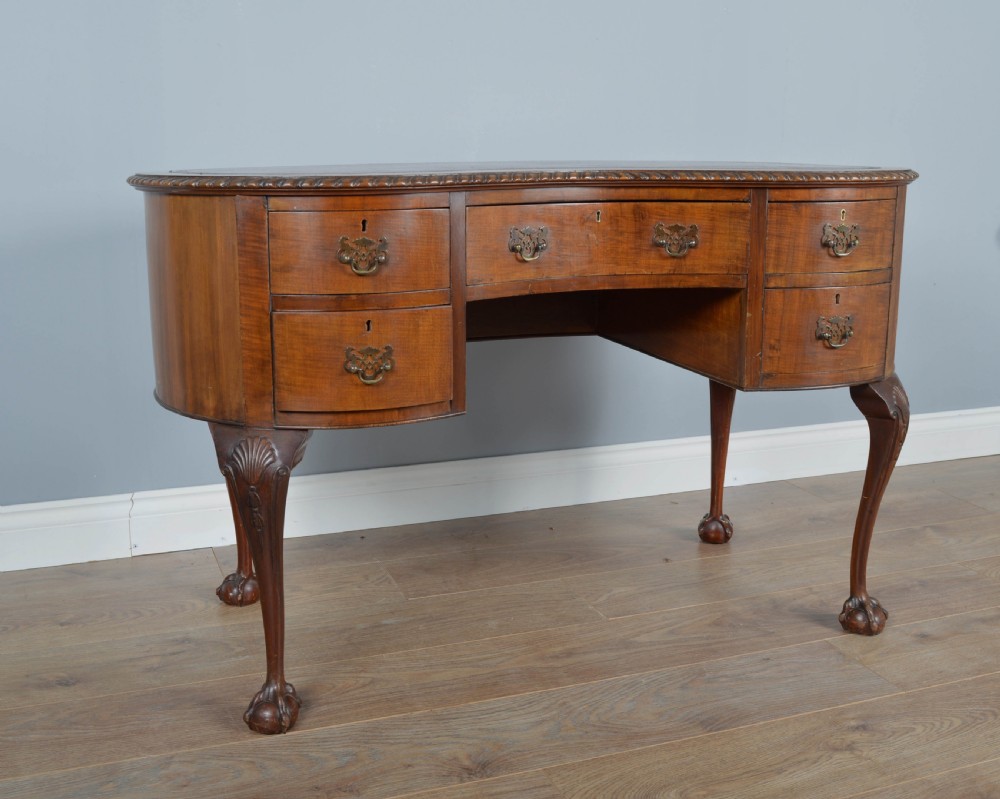 Antique walnut kidney desk 