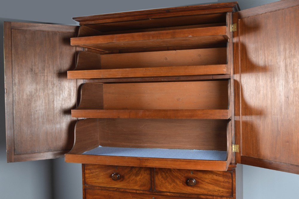Georgian mahogany linen press  View IV