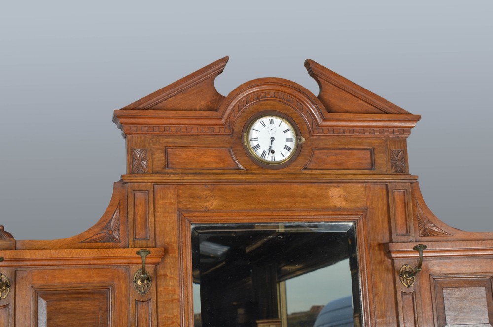 large Victorian carved oak marble top hall stand  View II