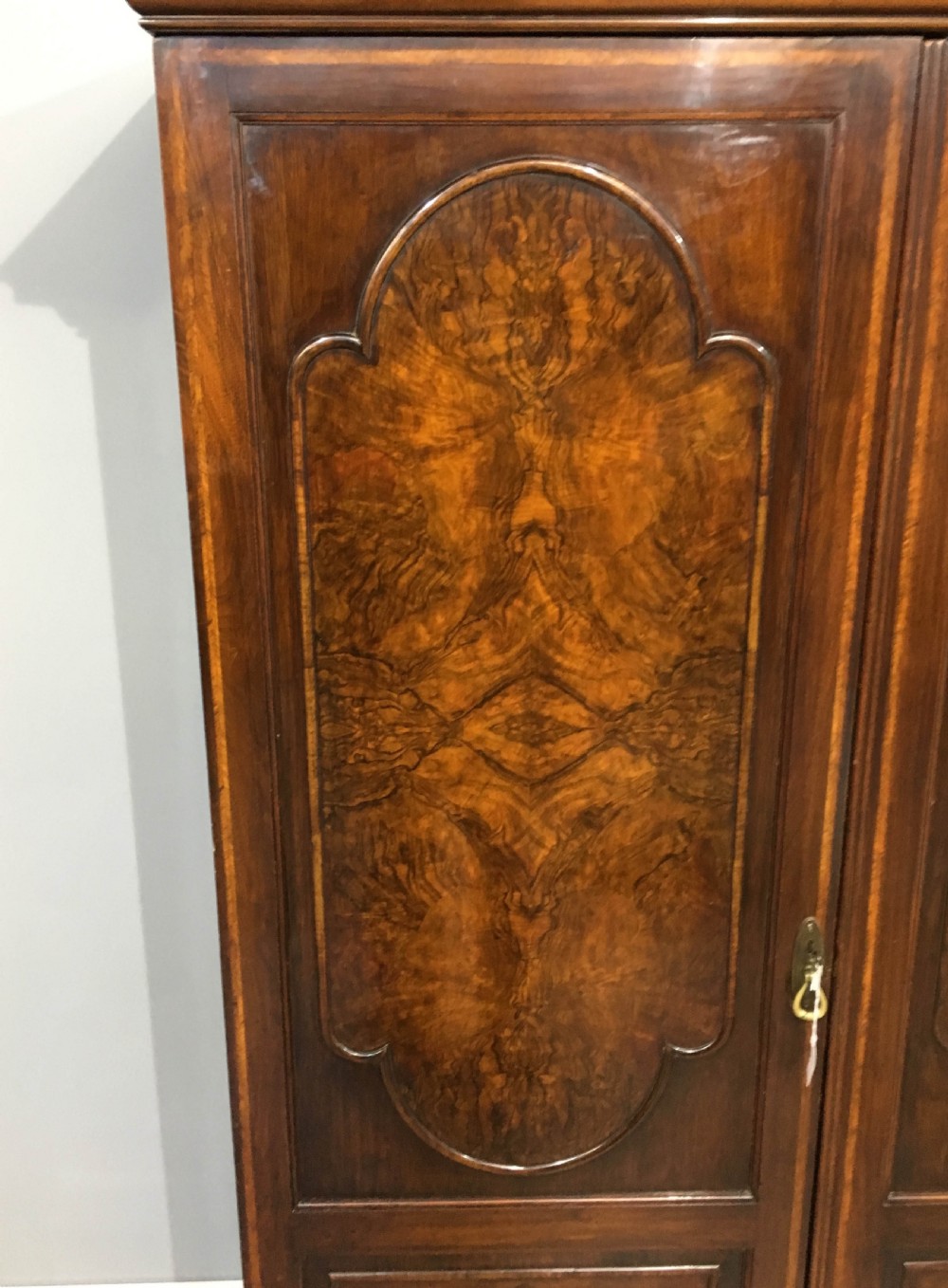 Antique walnut triple wardrobe Waring and Gillows  View III