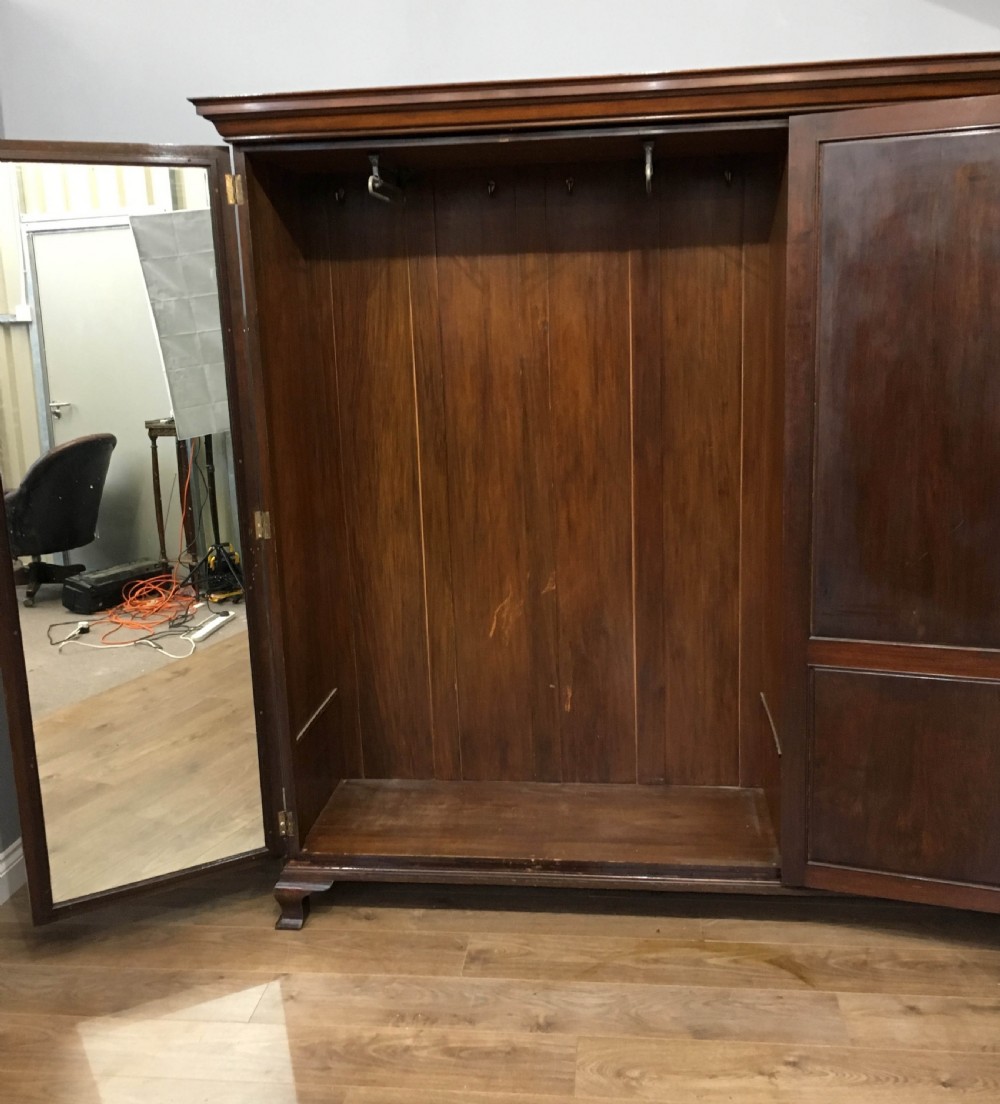 Antique walnut triple wardrobe Waring and Gillows  View V