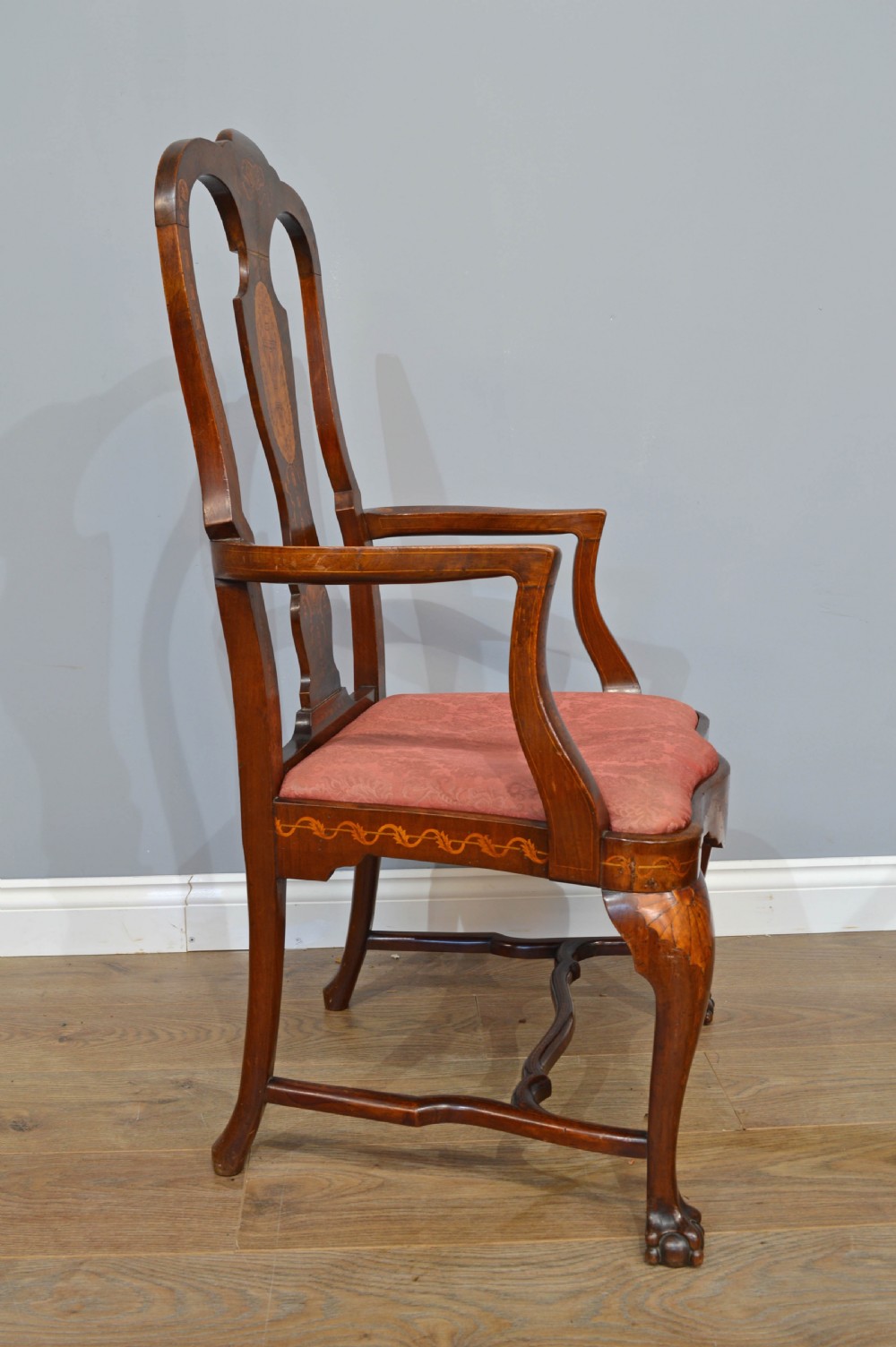 pair of Dutch inlaid open arm chairs  View II