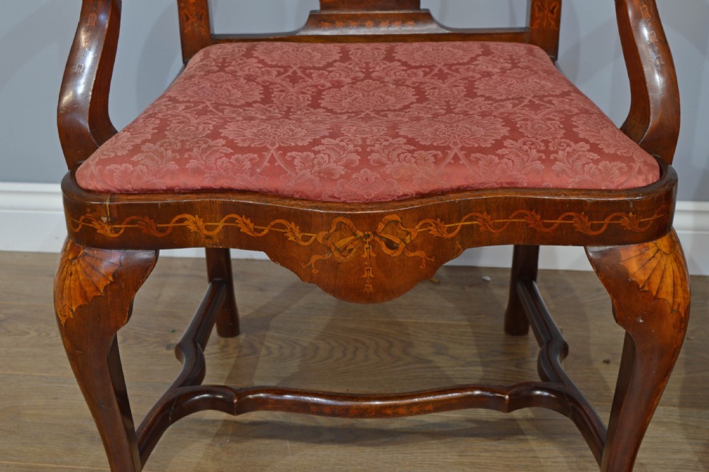 pair of Dutch inlaid open arm chairs  View III