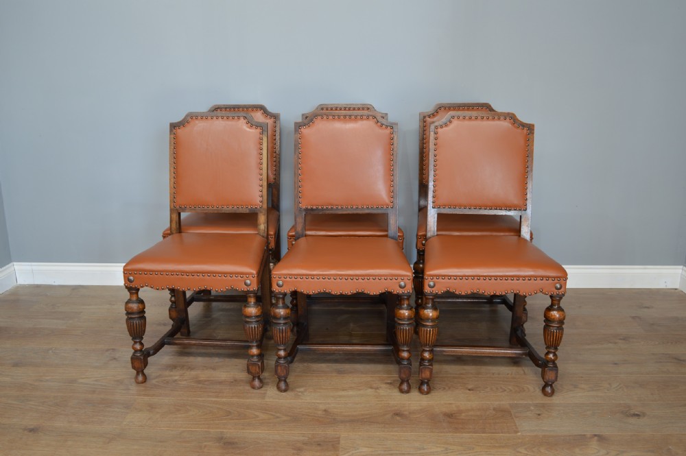 antique set of 6 six oak chairs 