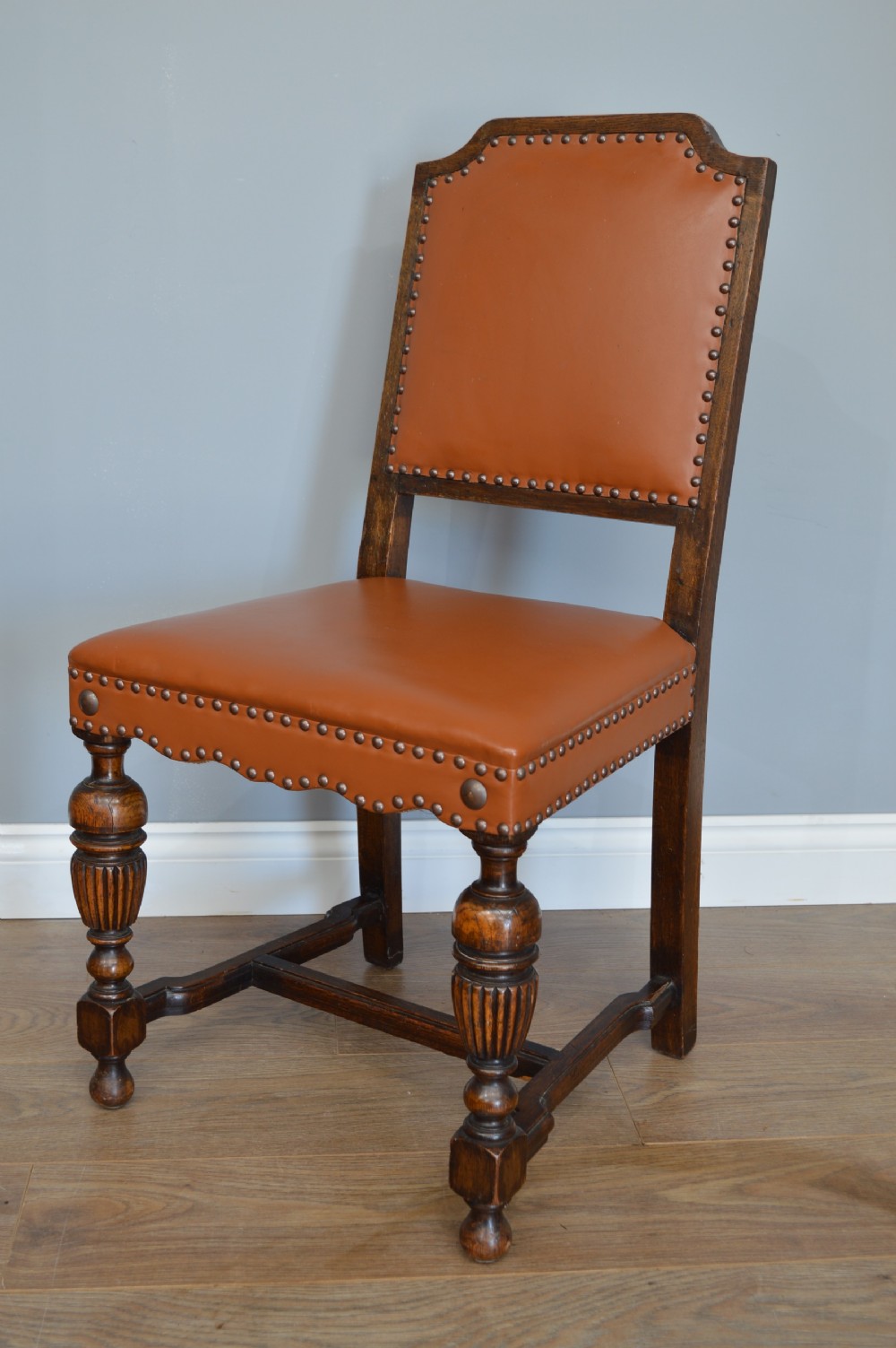 antique set of 6 six oak chairs  View II